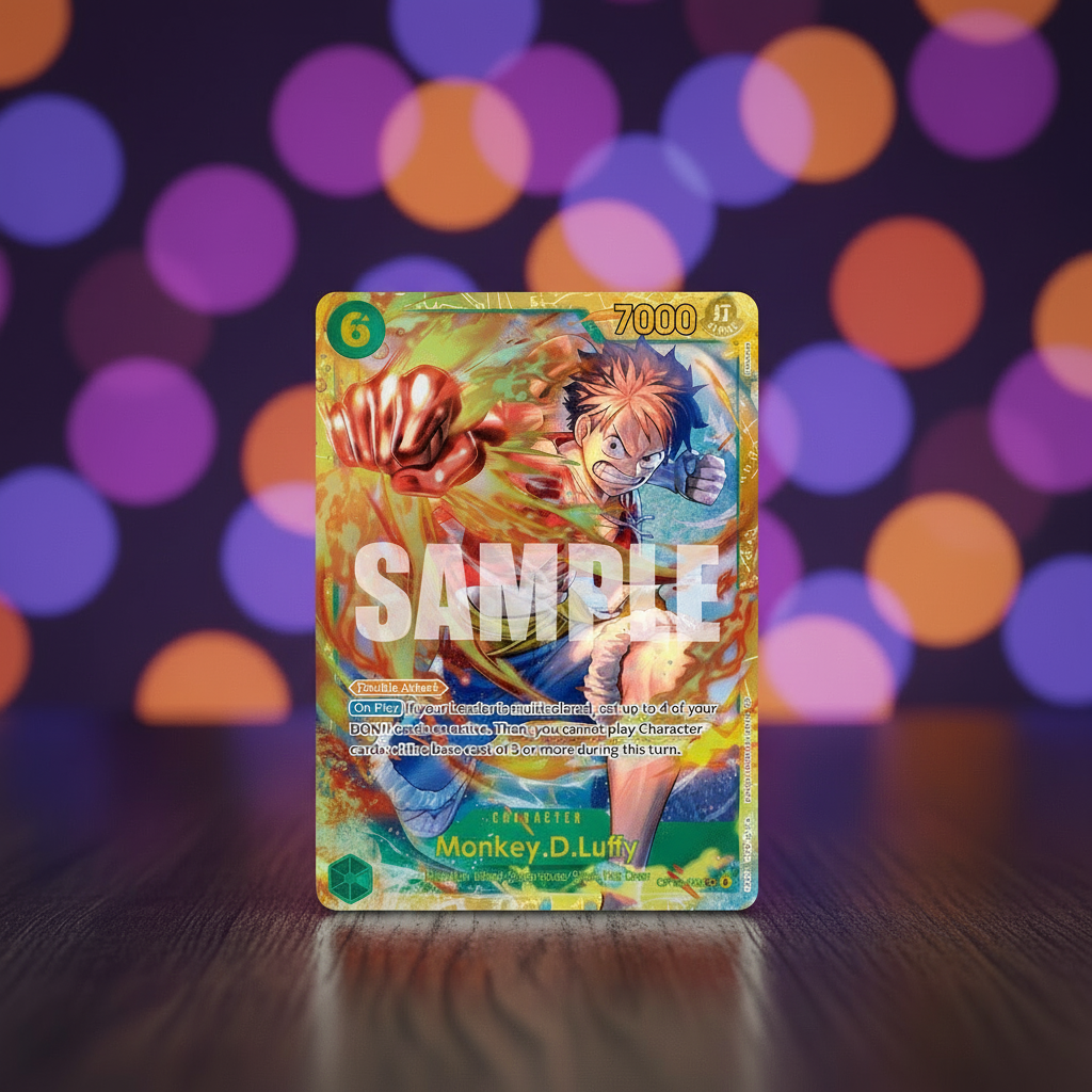 Monkey.D.Luffy card with bokeh background
